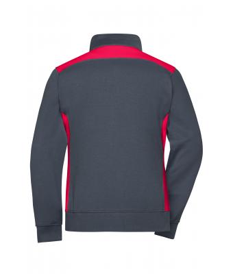 Damen Ladies' Workwear Sweat Jacket - COLOR - Carbon/red 8543