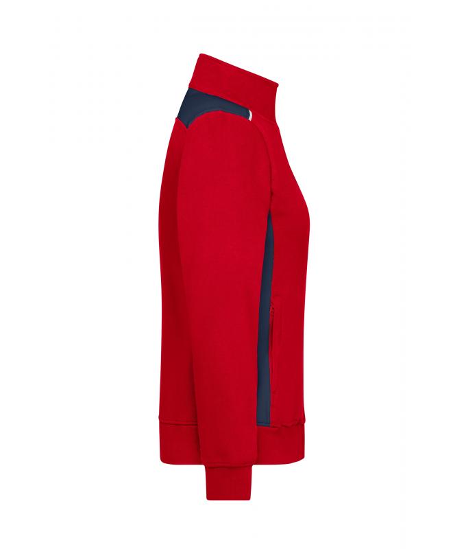 Damen Ladies' Workwear Sweat Jacket - COLOR - Red/navy 8543
