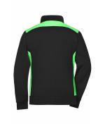 Damen Ladies' Workwear Sweat Jacket - COLOR - Black/lime-green 8543