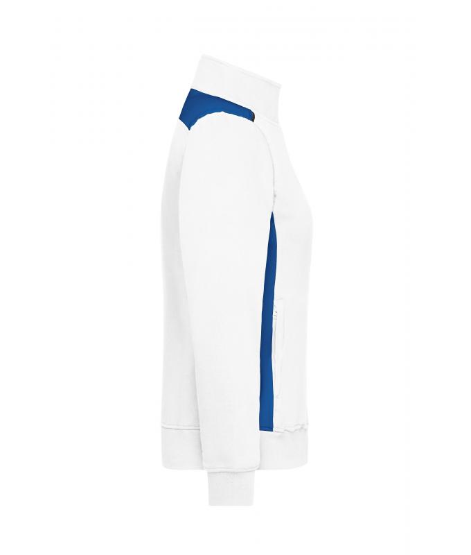 Damen Ladies' Workwear Sweat Jacket - COLOR - White/royal 8543