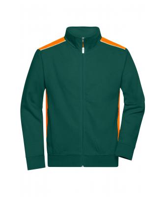 Herren Men's Workwear Sweat Jacket - COLOR - Dark-green/orange 8544