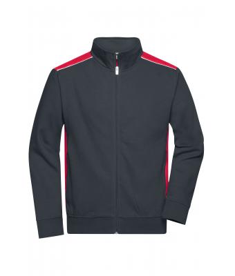 Herren Men's Workwear Sweat Jacket - COLOR - Carbon/red 8544