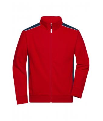 Herren Men's Workwear Sweat Jacket - COLOR - Red/navy 8544