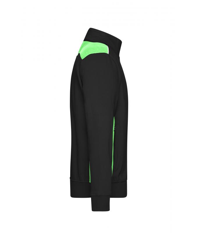 Unisex Workwear Sweat Jacket - COLOR - Black/lime-green 8544