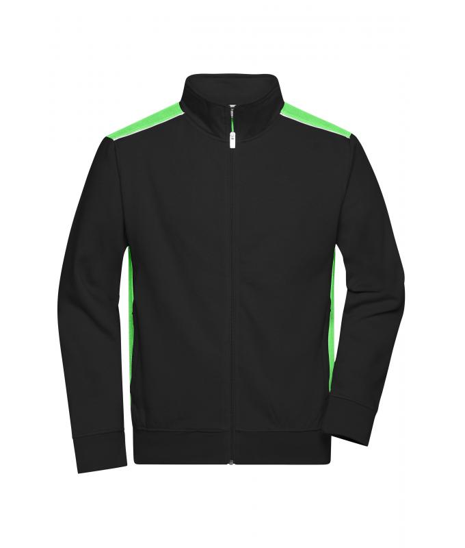 Unisex Workwear Sweat Jacket - COLOR - Black/lime-green 8544