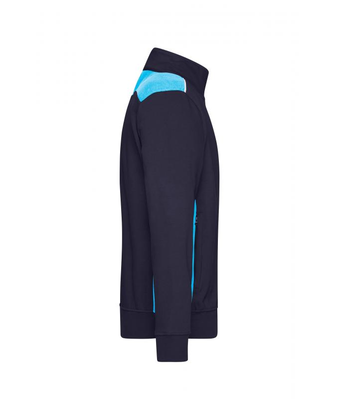 Unisex Workwear Sweat Jacket - COLOR - Navy/turquoise 8544