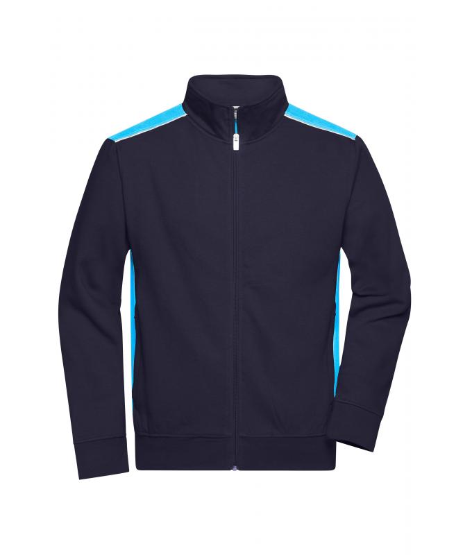 Unisex Workwear Sweat Jacket - COLOR - Navy/turquoise 8544
