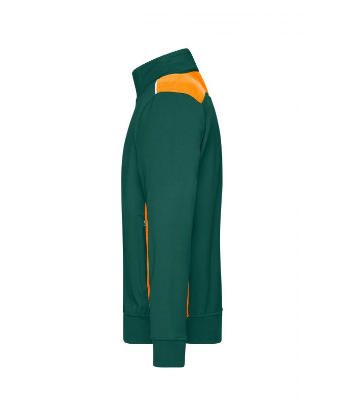Unisex Workwear Sweat Jacket - COLOR - Dark-green/orange 8544