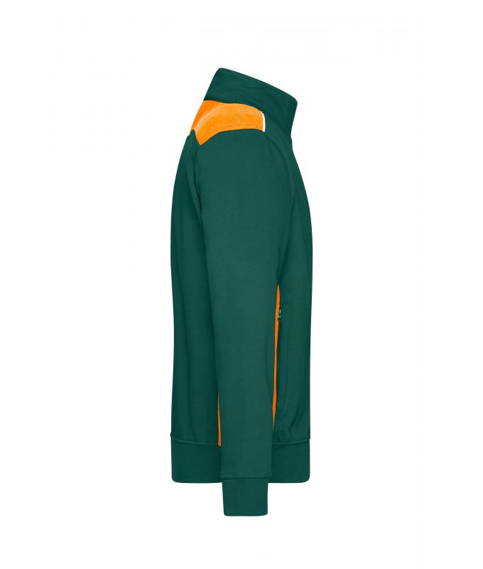 Unisex Workwear Sweat Jacket - COLOR - Dark-green/orange 8544