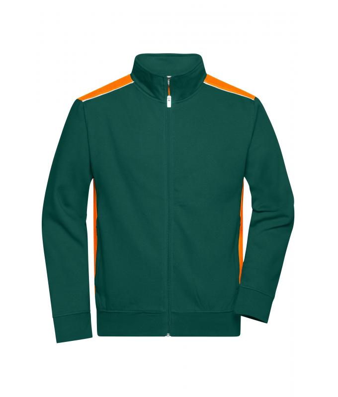 Unisex Workwear Sweat Jacket - COLOR - Dark-green/orange 8544