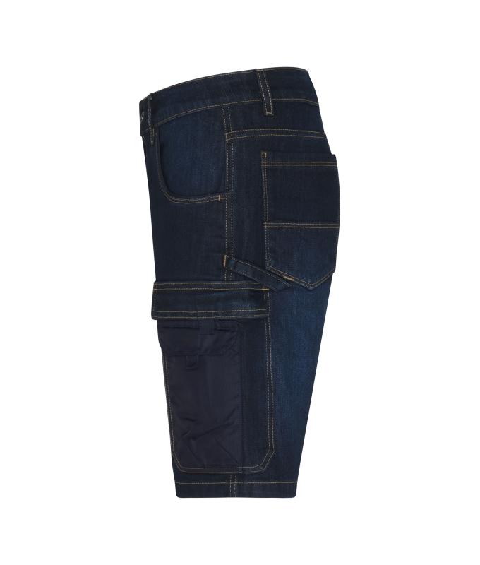 Unisex Workwear Stretch-Bermuda-Jeans Blue-denim 10523