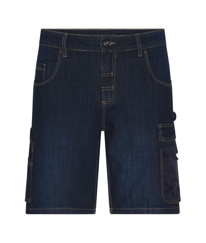 Unisex Workwear Stretch-Bermuda-Jeans Blue-denim 10523