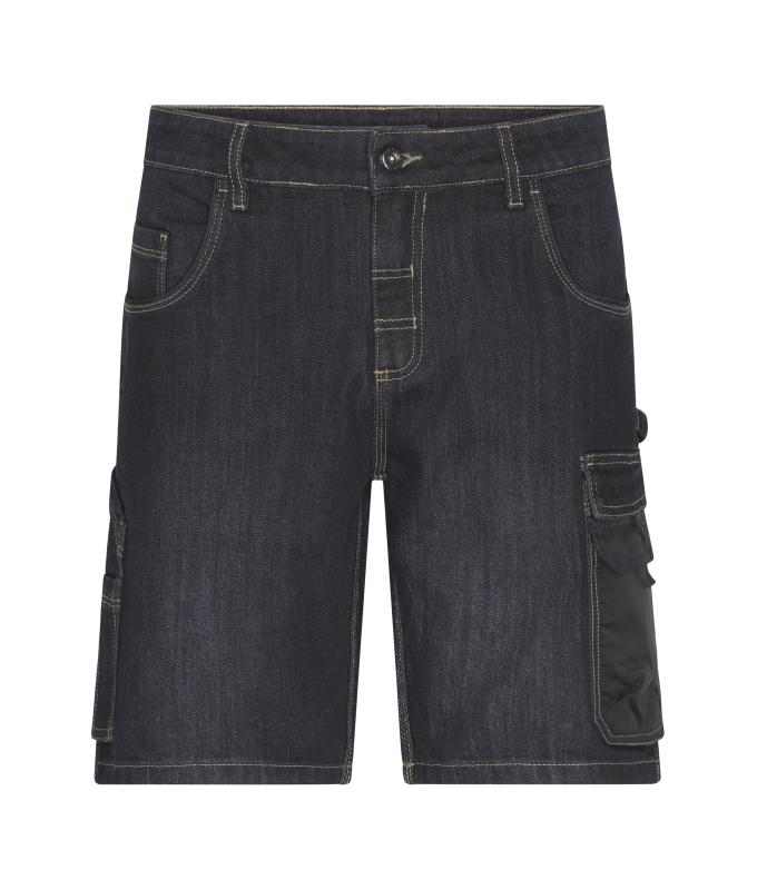 Unisex Workwear Stretch-Bermuda-Jeans Black-denim 10523