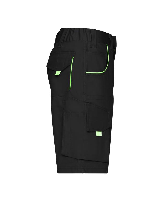 Unisex Workwear Bermudas - COLOR - Black/lime-green 8545