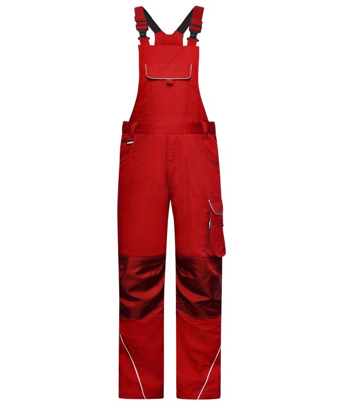 Unisex Workwear Pants with Bib - SOLID - Red 8719