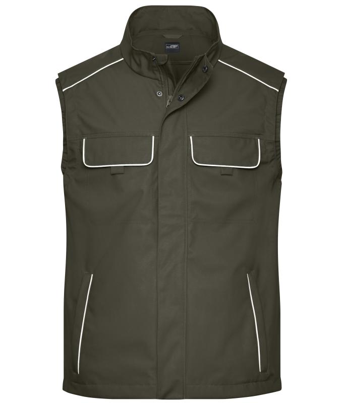 Unisex Workwear Softshell Light Vest - SOLID - Olive 8721