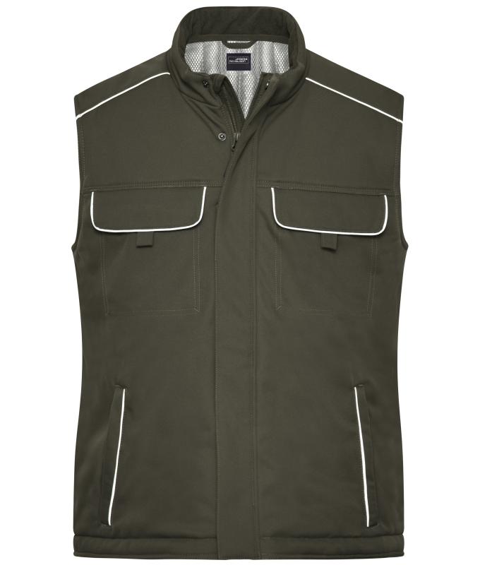 Unisex Workwear Softshell Padded Vest - SOLID - Olive 8725