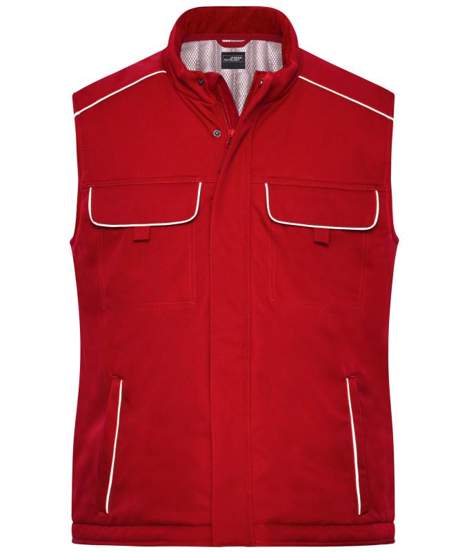 Unisex Workwear Softshell Padded Vest - SOLID - Red 8725