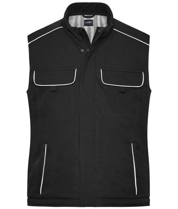 Unisex Workwear Softshell Padded Vest - SOLID - Black 8725