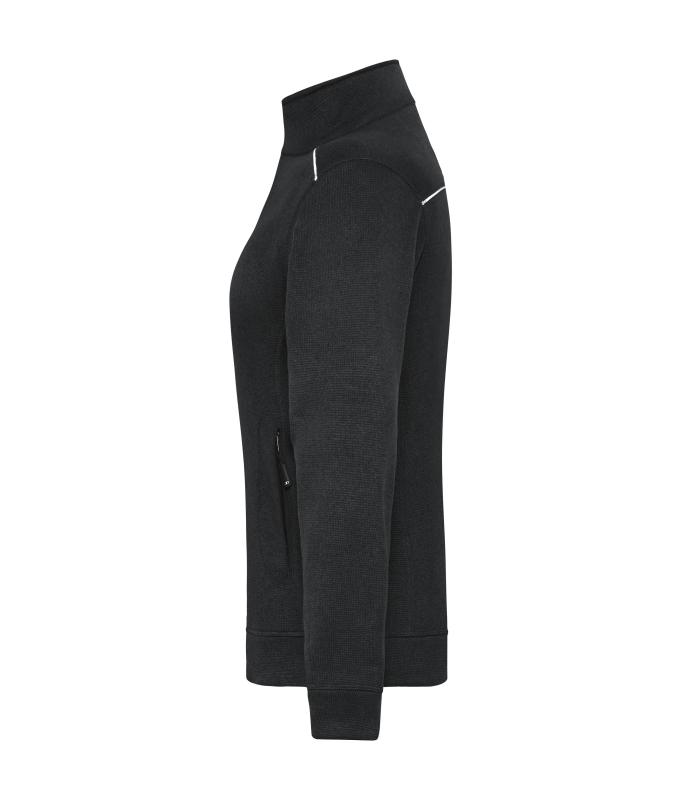 Ladies Ladies' Knitted Workwear Fleece Jacket - SOLID - Black/black 10221