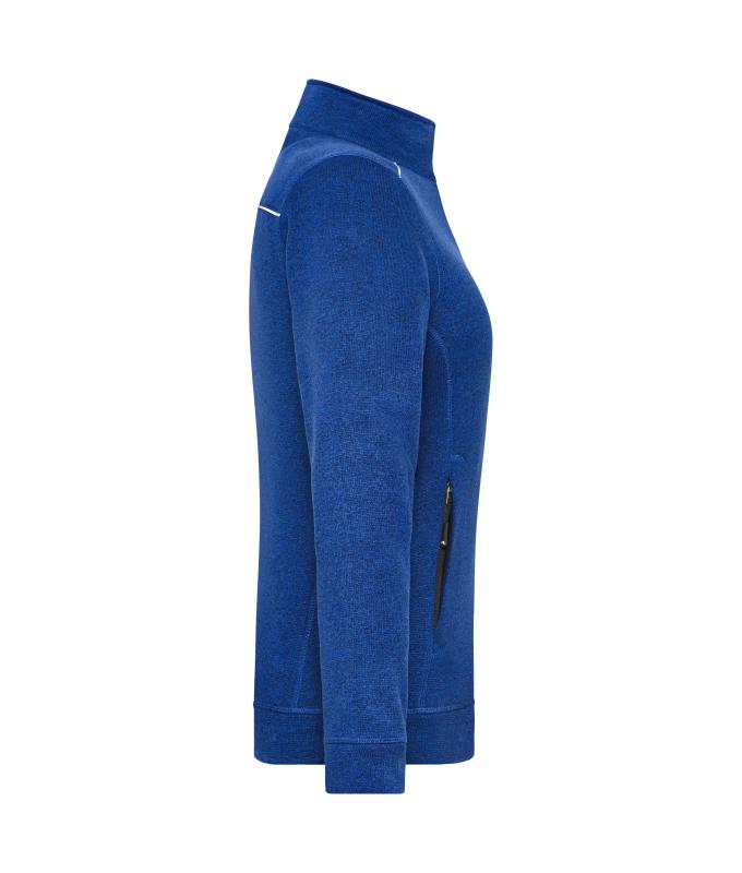Damen Ladies' Knitted Workwear Fleece Jacket - SOLID - Dark-royal-melange/navy 10221