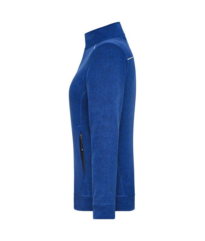 Ladies Ladies' Knitted Workwear Fleece Jacket - SOLID - Dark-royal-melange/navy 10221