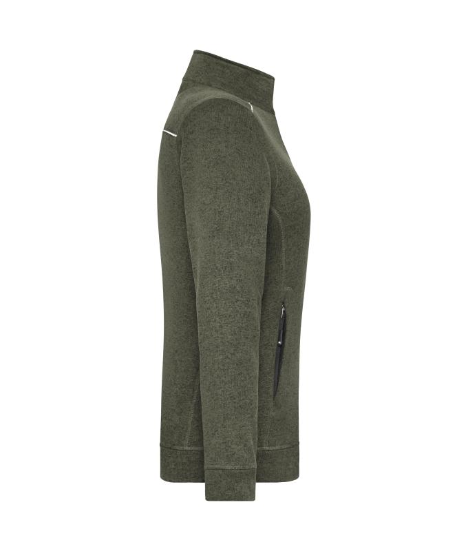 Ladies Ladies' Knitted Workwear Fleece Jacket - SOLID - Olive-melange/black 10221
