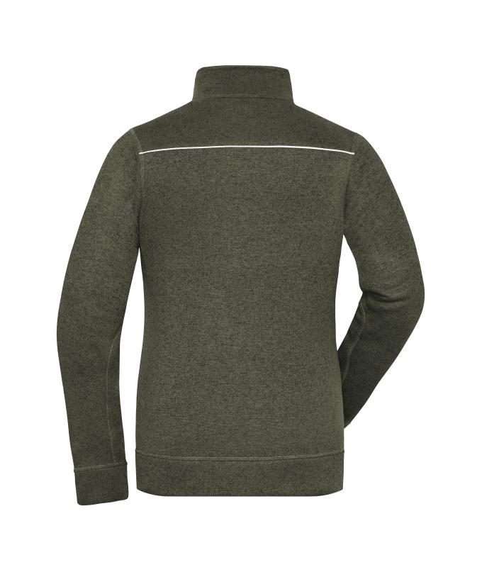 Damen Ladies' Knitted Workwear Fleece Jacket - SOLID - Olive-melange/black 10221
