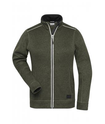 Ladies Ladies' Knitted Workwear Fleece Jacket - SOLID - Olive-melange/black 10221