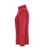 Ladies Ladies' Knitted Workwear Fleece Jacket - SOLID - Red-melange/black 10221