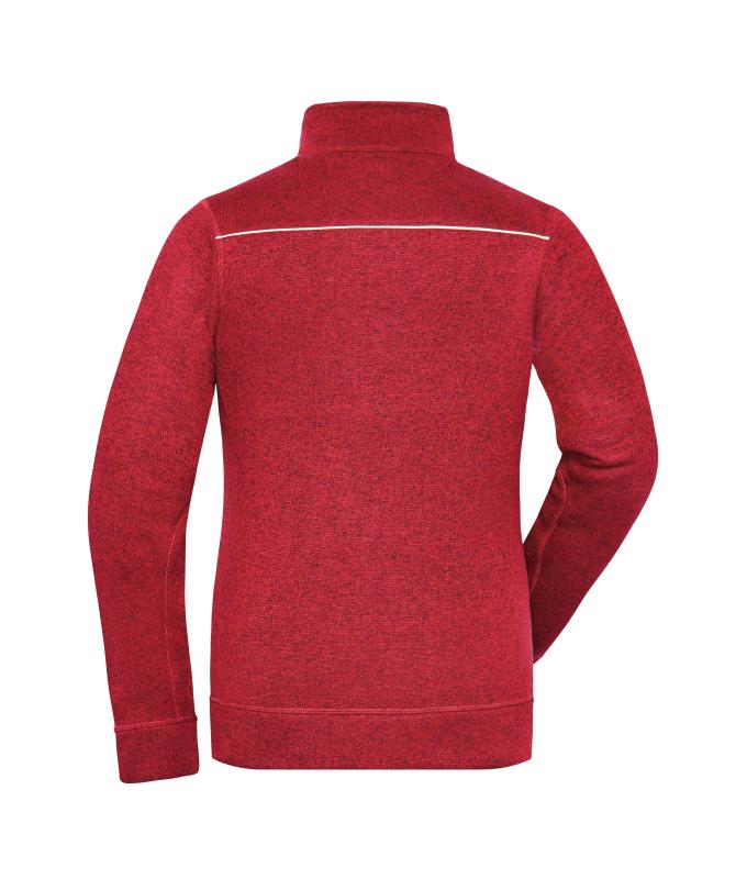 Damen Ladies' Knitted Workwear Fleece Jacket - SOLID - Red-melange/black 10221