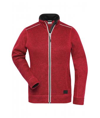 Damen Ladies' Knitted Workwear Fleece Jacket - SOLID - Red-melange/black 10221