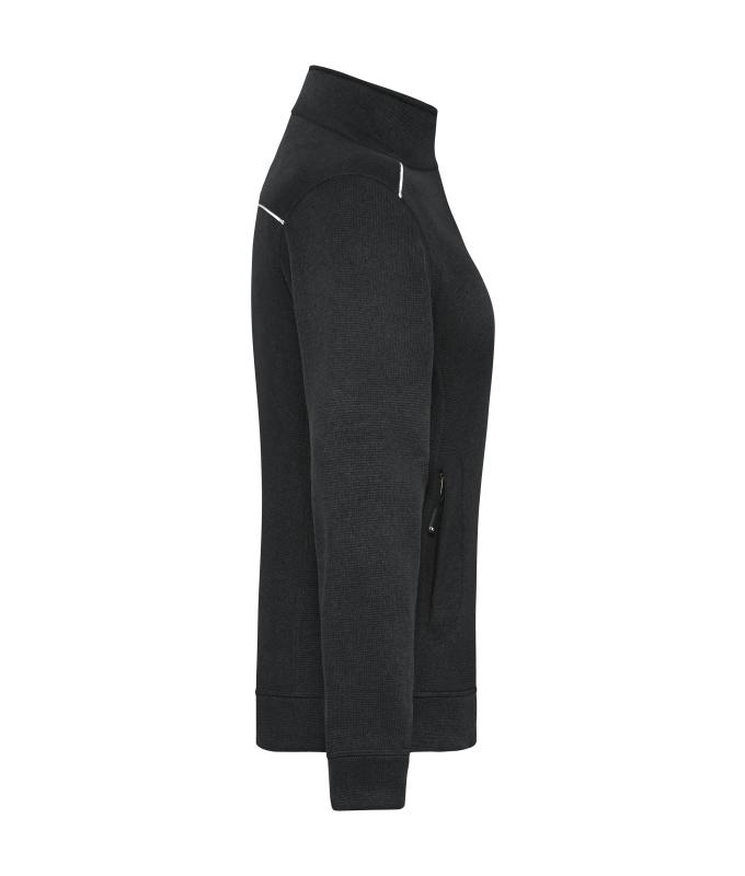 Damen Ladies' Knitted Workwear Fleece Jacket - SOLID - Black/black 10221