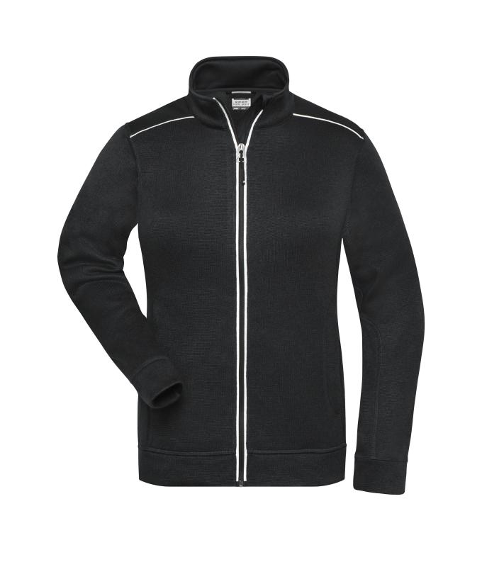 Damen Ladies' Knitted Workwear Fleece Jacket - SOLID - Black/black 10221