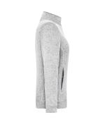 Damen Ladies' Knitted Workwear Fleece Jacket - SOLID - White-melange/carbon 10221