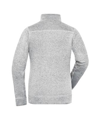 Damen Ladies' Knitted Workwear Fleece Jacket - SOLID - White-melange/carbon 10221