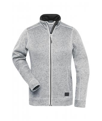 Damen Ladies' Knitted Workwear Fleece Jacket - SOLID - White-melange/carbon 10221