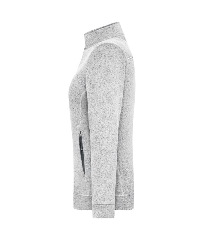 Ladies Ladies' Knitted Workwear Fleece Jacket - SOLID - White-melange/carbon 10221