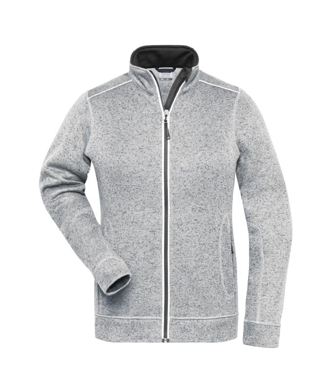 Ladies Ladies' Knitted Workwear Fleece Jacket - SOLID - White-melange/carbon 10221