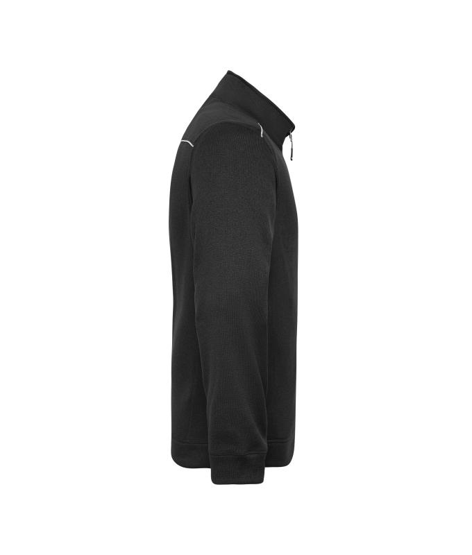 Men Men's Knitted Workwear Fleece Jacket - SOLID - Black/black 10222