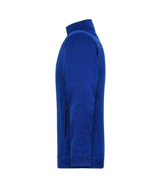 Herren Men's Knitted Workwear Fleece Jacket - SOLID - Dark-royal-melange/navy 10222