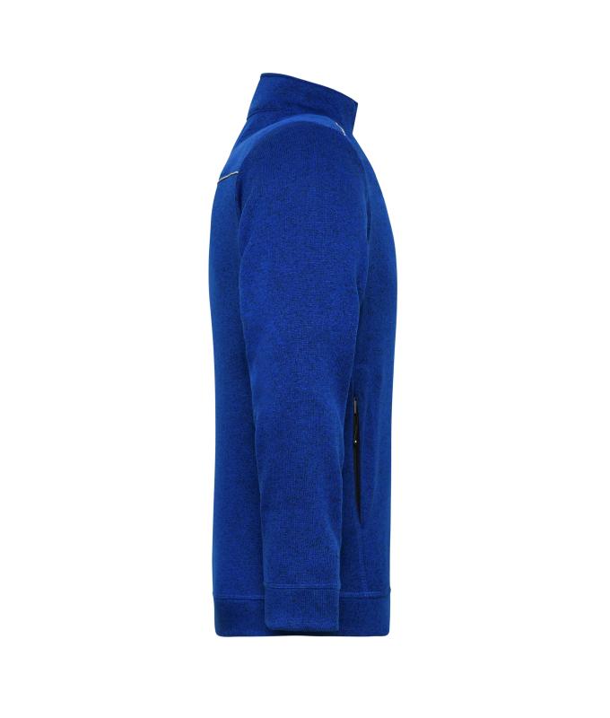 Herren Men's Knitted Workwear Fleece Jacket - SOLID - Dark-royal-melange/navy 10222