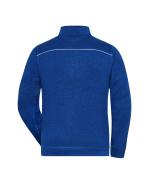 Herren Men's Knitted Workwear Fleece Jacket - SOLID - Dark-royal-melange/navy 10222