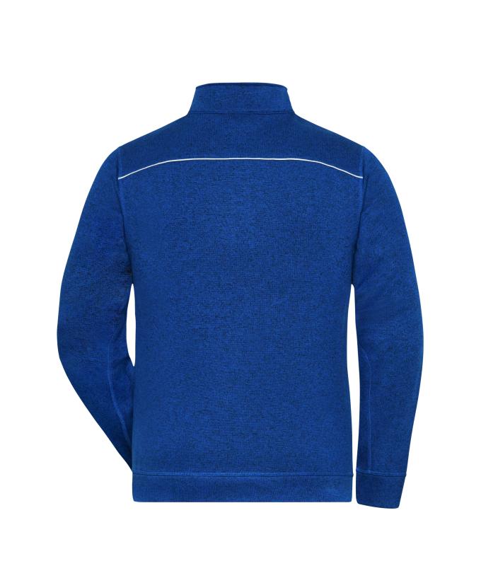 Herren Men's Knitted Workwear Fleece Jacket - SOLID - Dark-royal-melange/navy 10222