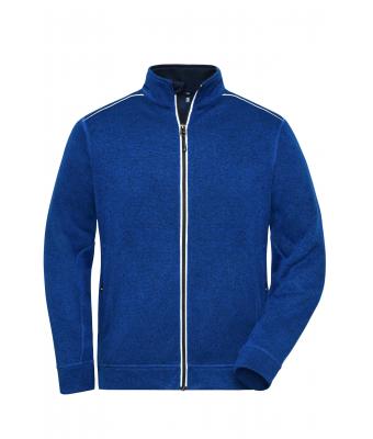 Herren Men's Knitted Workwear Fleece Jacket - SOLID - Dark-royal-melange/navy 10222