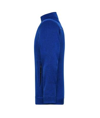 Men Men's Knitted Workwear Fleece Jacket - SOLID - Dark-royal-melange/navy 10222