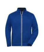 Men Men's Knitted Workwear Fleece Jacket - SOLID - Dark-royal-melange/navy 10222