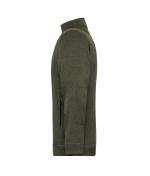 Herren Men's Knitted Workwear Fleece Jacket - SOLID - Olive-melange/black 10222
