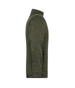 Herren Men's Knitted Workwear Fleece Jacket - SOLID - Olive-melange/black 10222