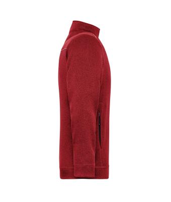 Men Men's Knitted Workwear Fleece Jacket - SOLID - Red-melange/black 10222